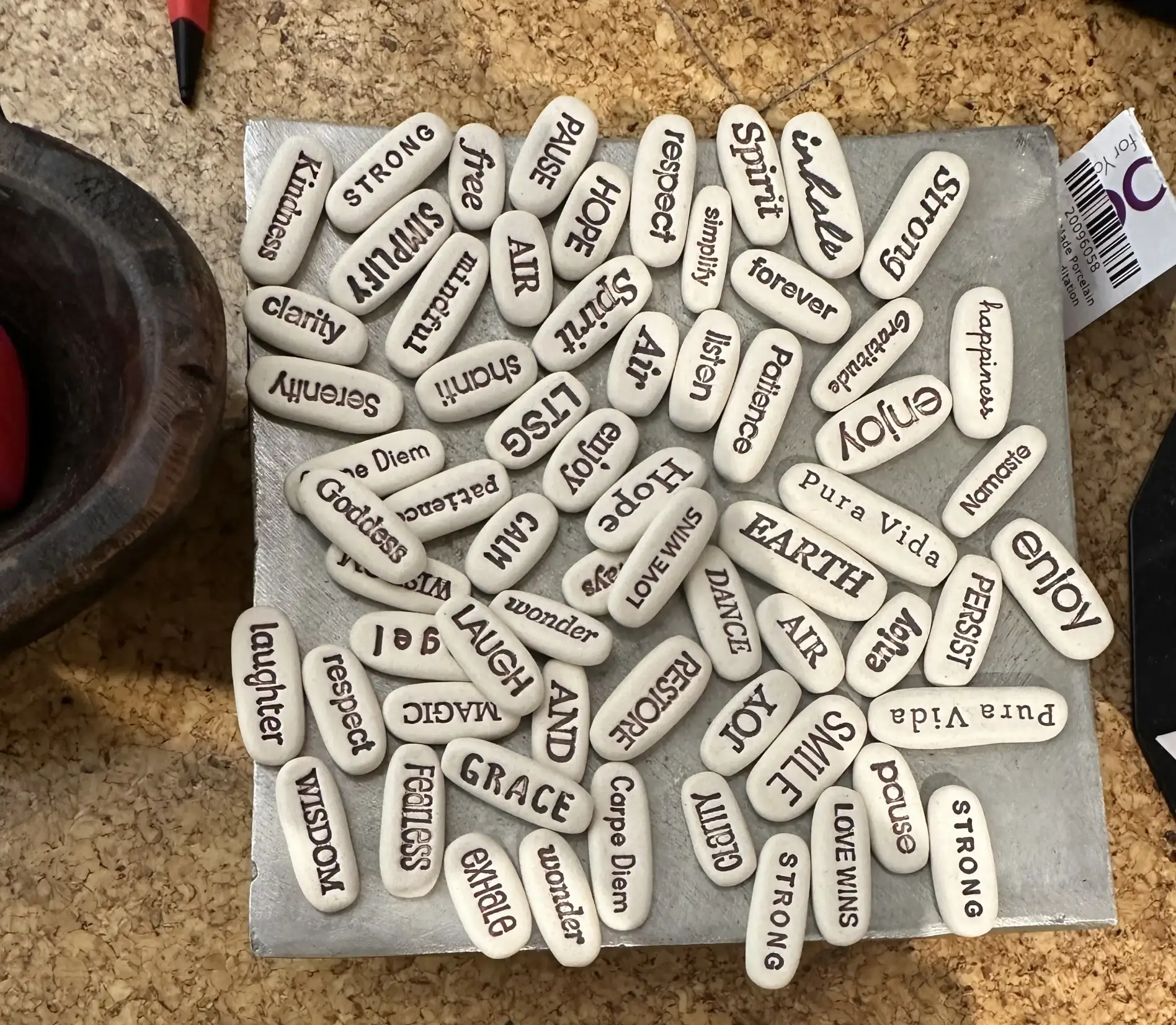 dignity based approach Collection of ceramic word stones with inspirational words like grace, kindness, and wisdom